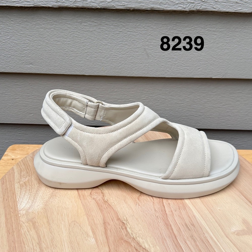 Vince Glyn Suede Platform Sandals Bone White Slingback Womens 9 EUR 40